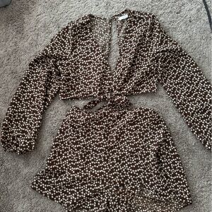 Lush Brown and White Floral Romper